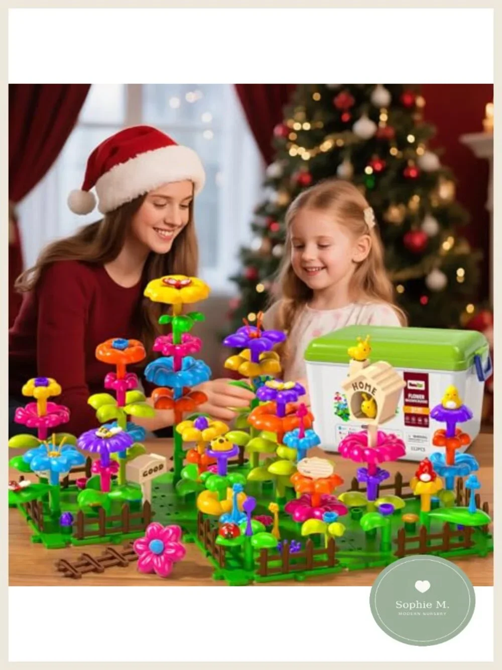 112 Pcs Flower Garden Toy STEM Building Set for Toddler Girls Ages 3-7 Fine